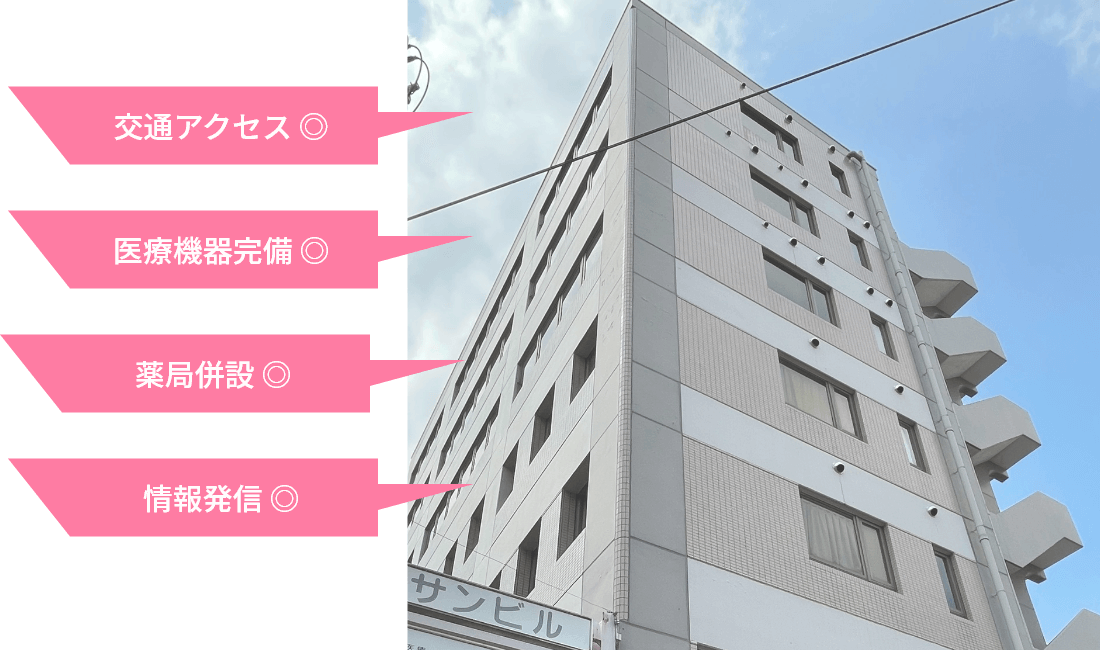 交通アクセス◎医療機器完備◎薬局併設◎情報発信◎